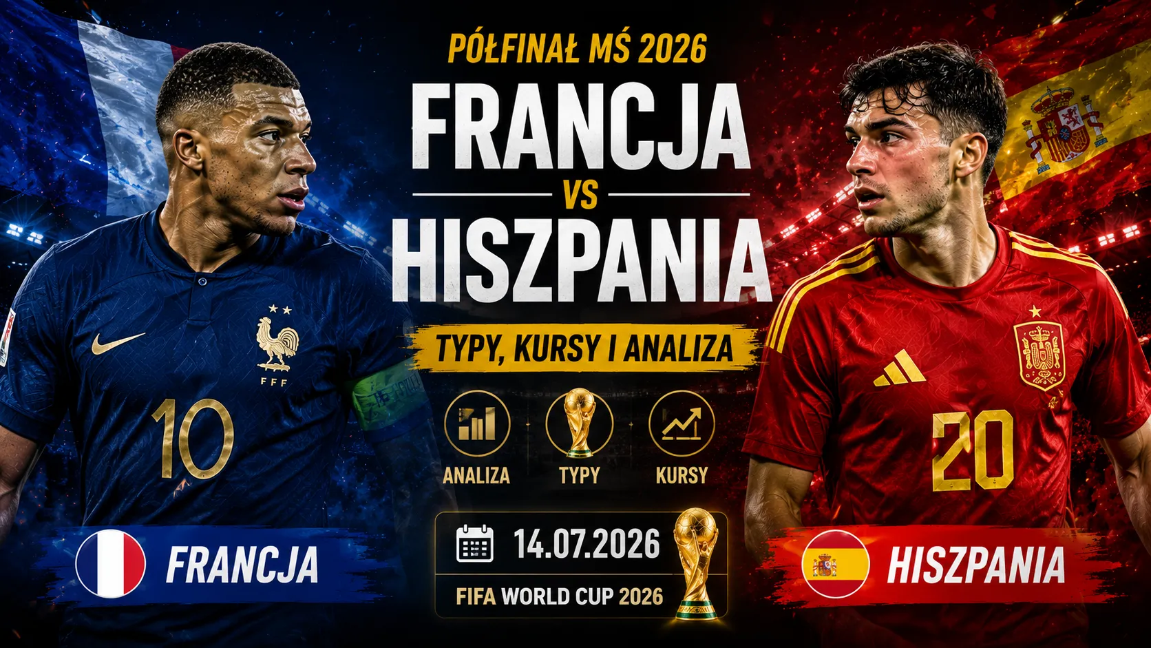 Francja – Hiszpania: typy, kursy i analiza (półfinał MŚ 2026, 14.07)