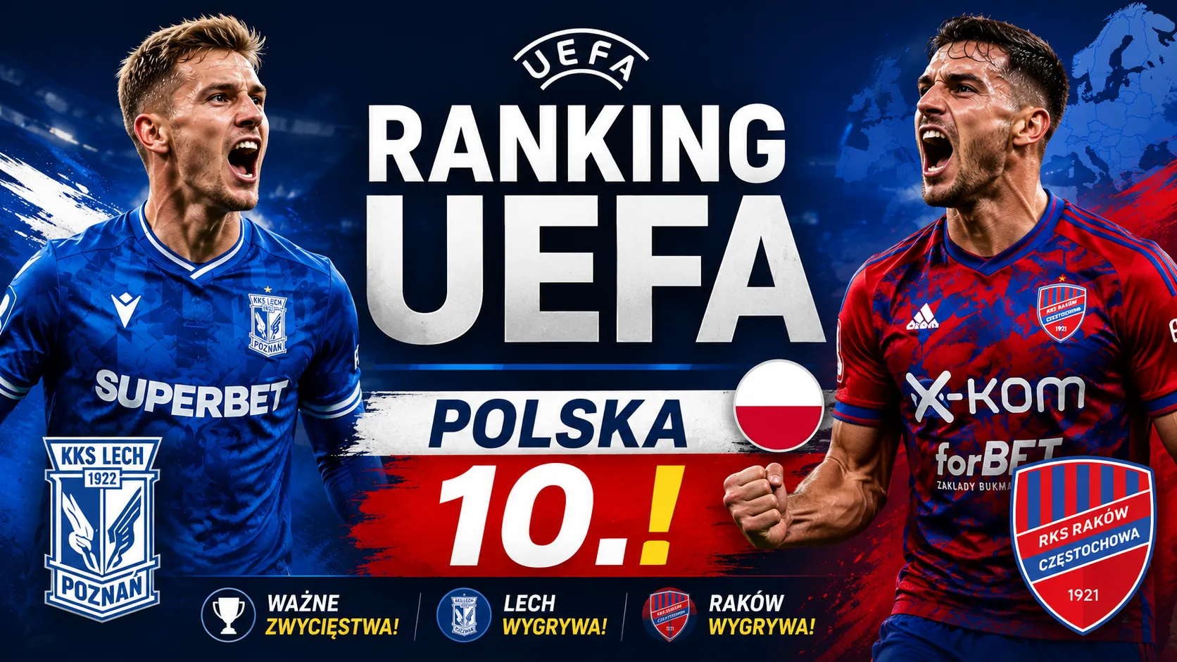 Najnowszy ranking UEFA. Ważne zwycięstwa Lecha i Rakowa