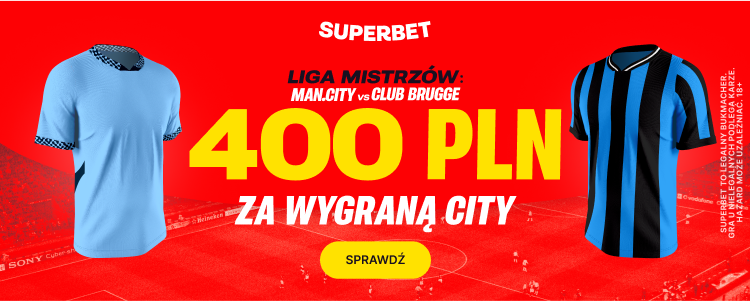 Read more about the article 400zł za wygraną Manchaster City z Club Brugge